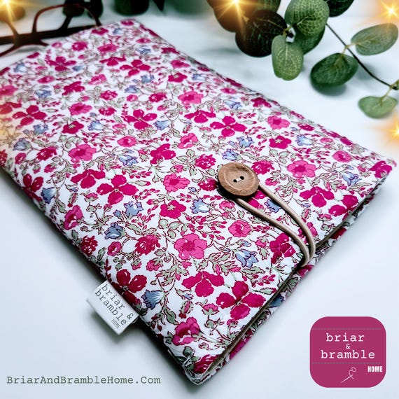 Liberty of London Book Sleeve: Pink Floral Print Reading Cover for Kindle, Kobo eReader