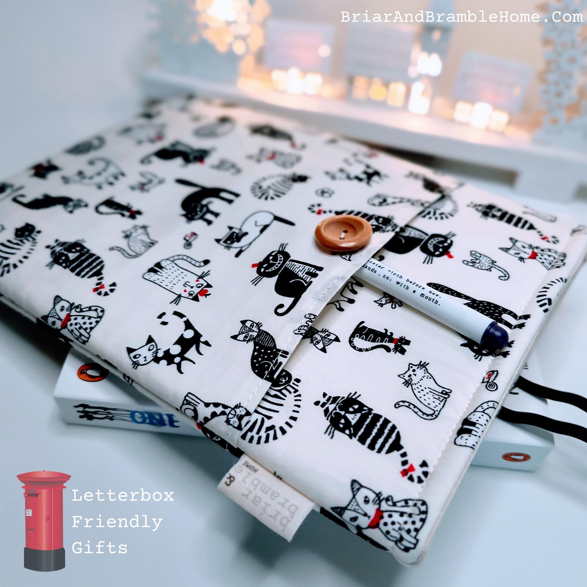 Cat Book Sleeve with Pocket: Premium Foam Padded Pouch