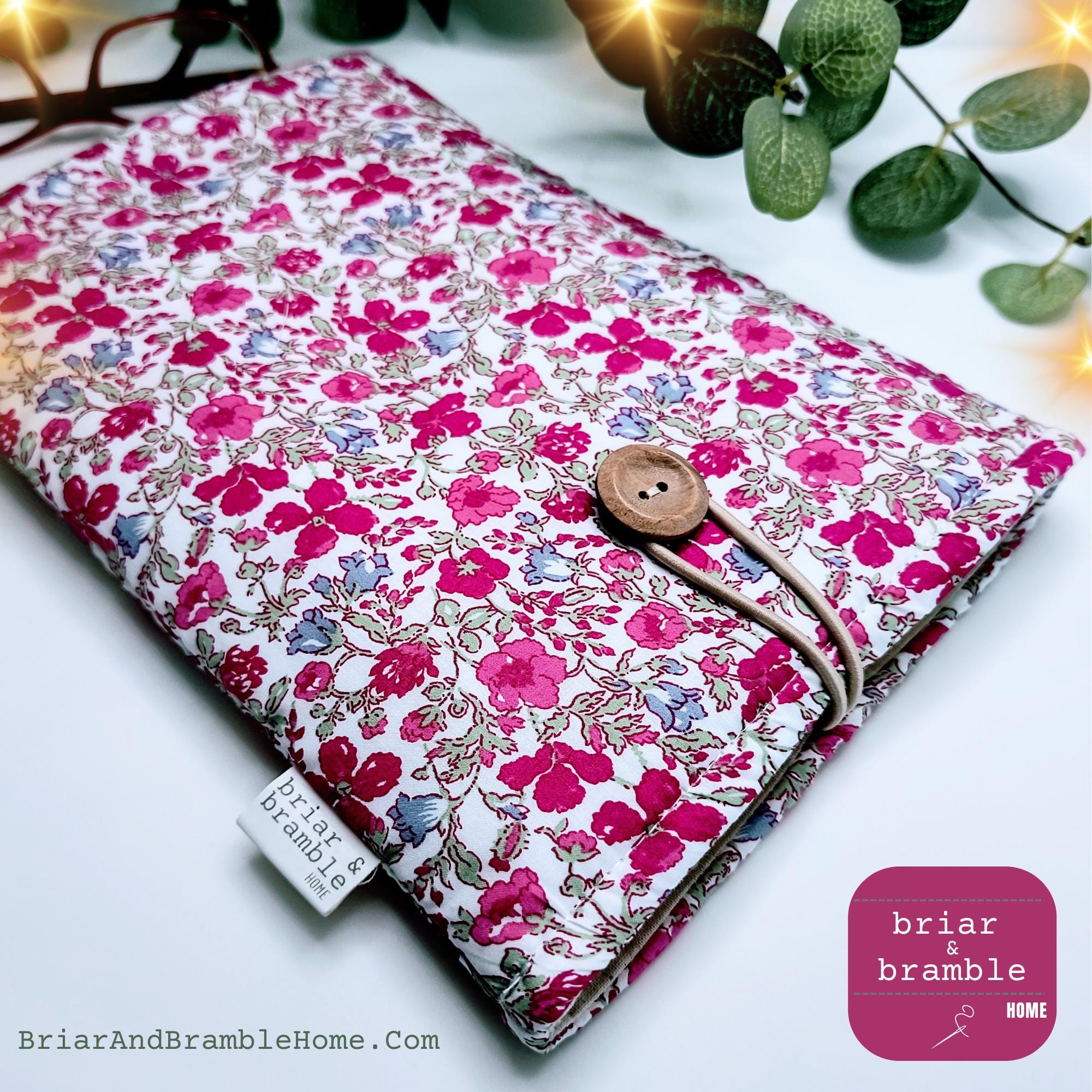 Liberty of London Book Sleeve: Pink Floral Print Reading Cover for Kindle, Kobo eReader