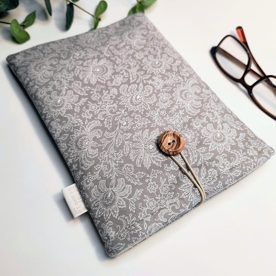 Thistle Print Padded Book Sleeve - Botanical Book Cover Gift for Reader