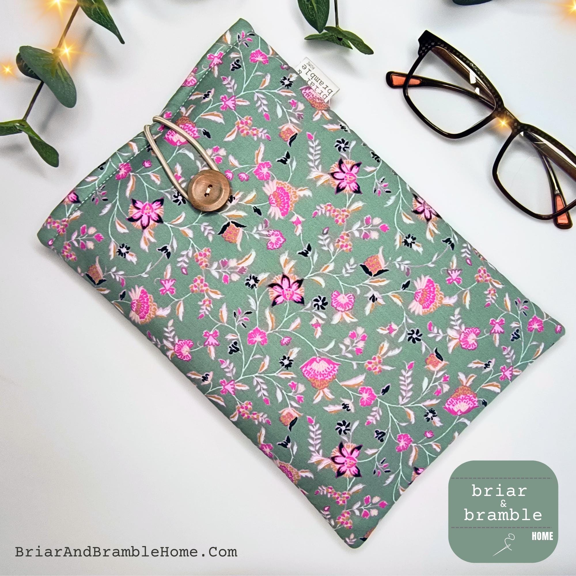 Botanical Cotton Book Sleeve Gift - Floral Cover for Kindle