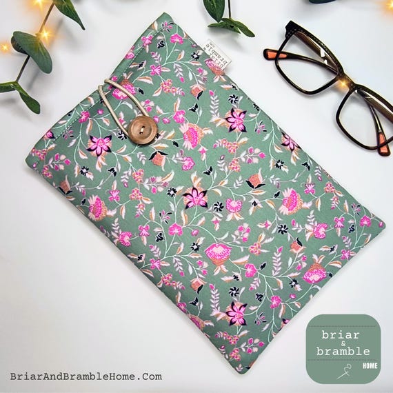 Botanical Cotton Book Sleeve Gift - Floral Cover for Kindle